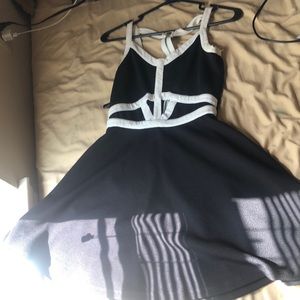 Black and white knee length dress